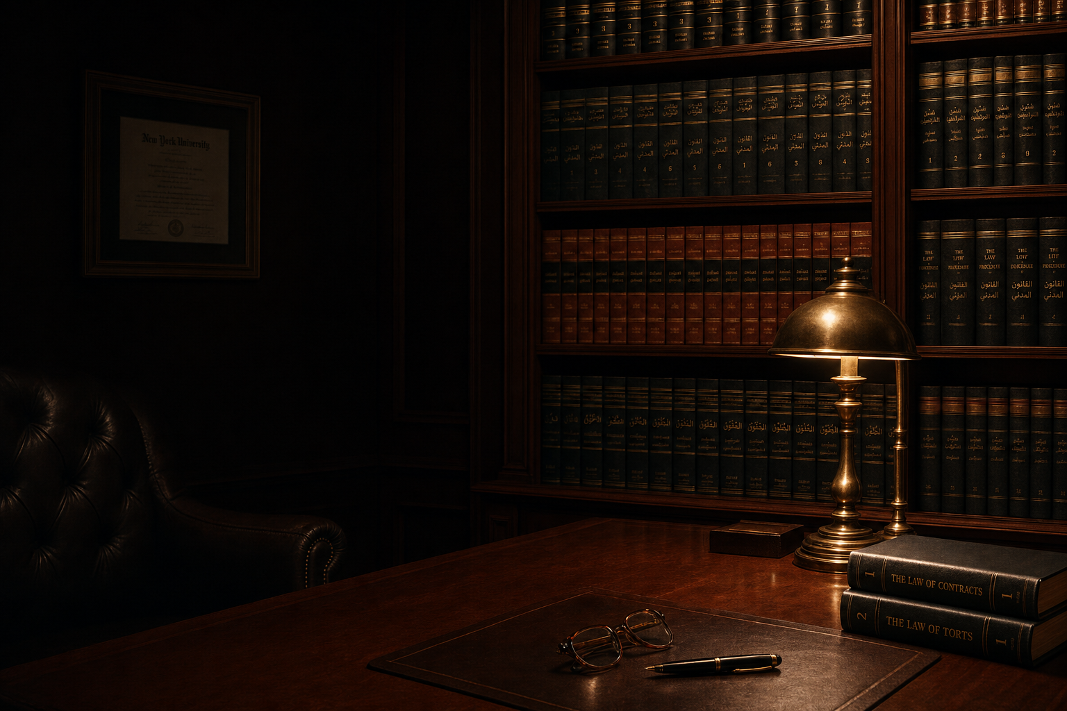 Walnut-panelled legal library